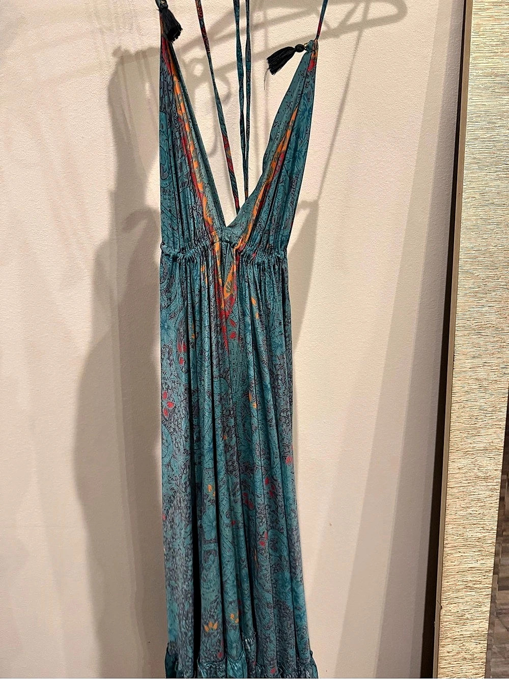 Karma Highway Paisley Halter Maxi Dress Blue & Orange